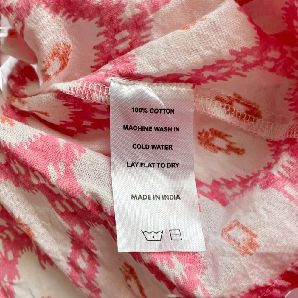 Marea Georgia Top XS Golden Hour Pink Print Cotton Tassel Tie Ruffle Blouse - Picture 8 of 9
